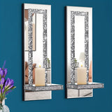 Wall Mirror Candle Holder Set with Silver Diamonds Home & Garden - Tophatter Daily Deals