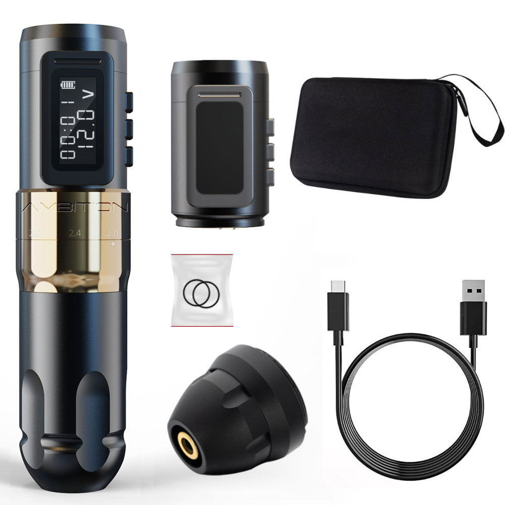 Adjustable Stroke Brushless Tattoo Pen Battery Pen High Power Gold double battery USB 0 - Tophatter Daily Deals