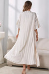 Striped Flounce Sleeve Open Front Robe and Cami Dress Set Loungewear Sets - Tophatter Daily Deals