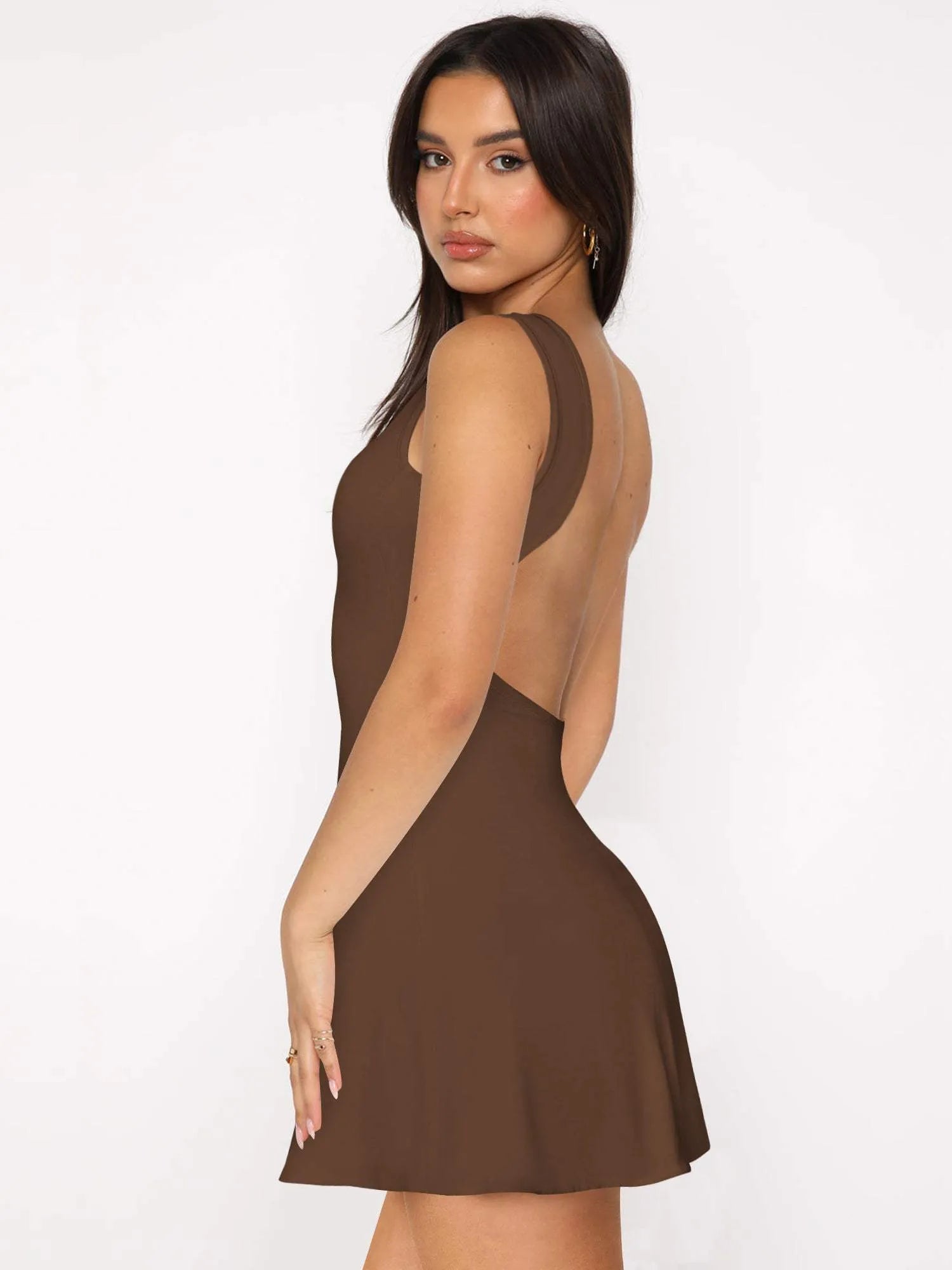Backless Wide Strap Mini Dress Casual Dresses - Tophatter Daily Deals