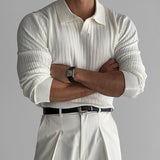 Fitted Men's Long Sleeve Polo Shirt - Ribbed Knit, Casual 3D Changing Face Moving Picture Frame - Tophatter Daily Deals