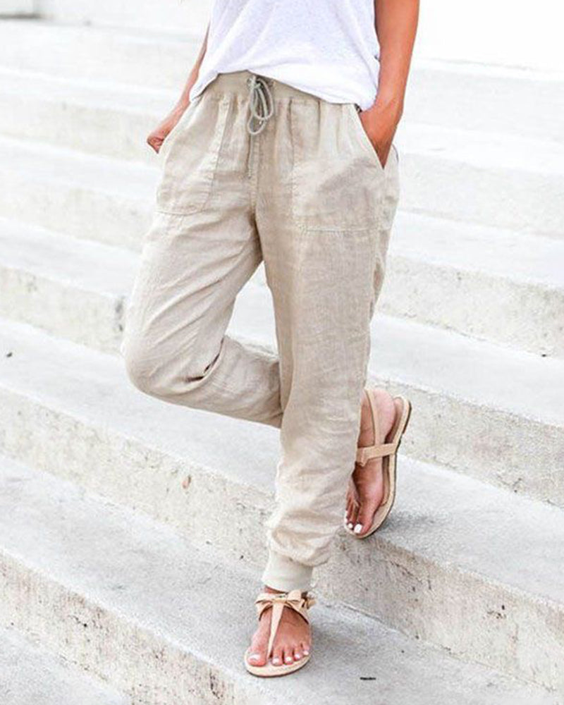 Drawstring Jogger with Pocket Khaki Pants - Tophatter Daily Deals
