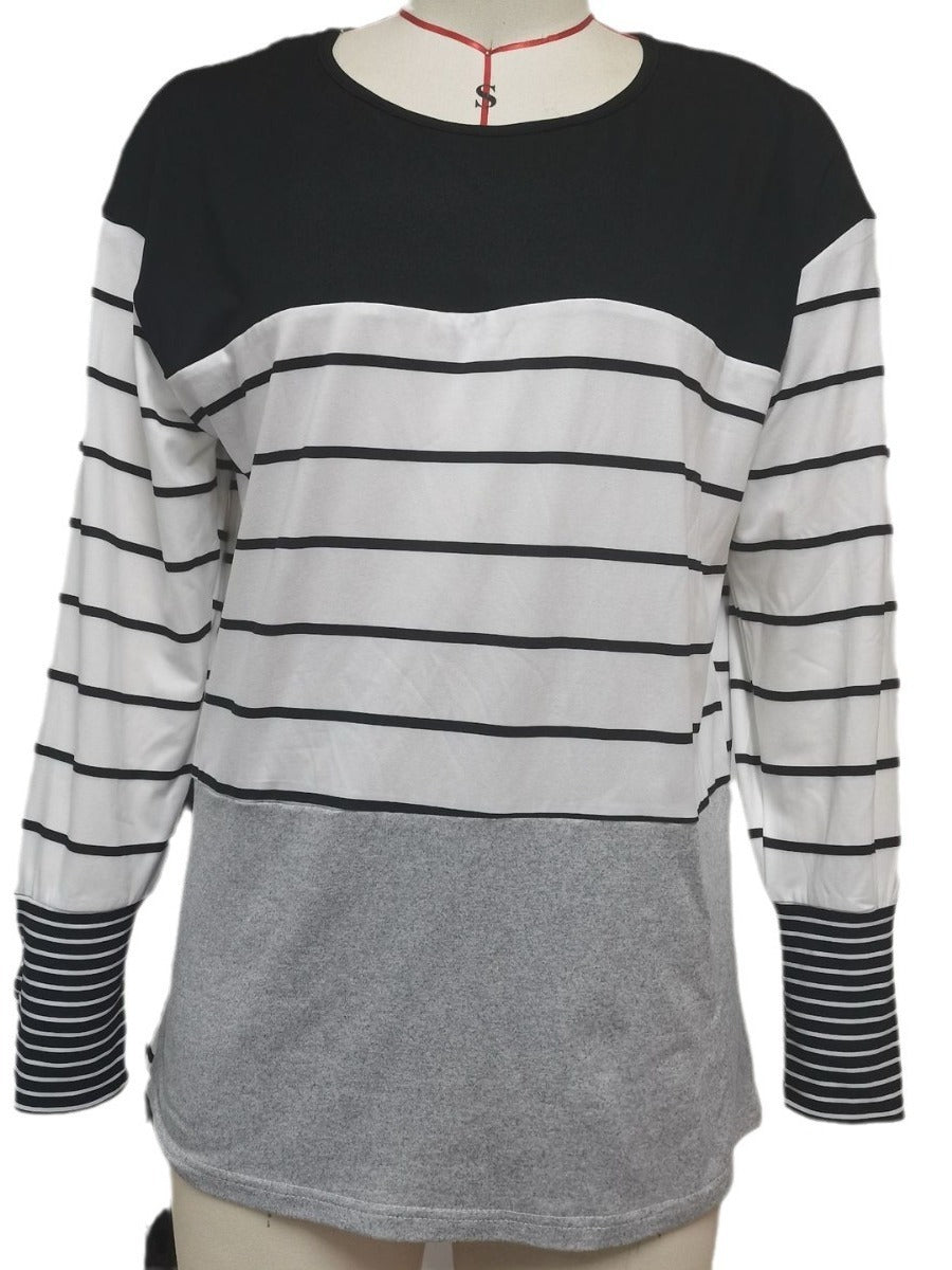 Soft Cozy Women Long Sleeve Top - Colorblock Striped 3D Changing Face Moving Picture Frame - Tophatter Daily Deals