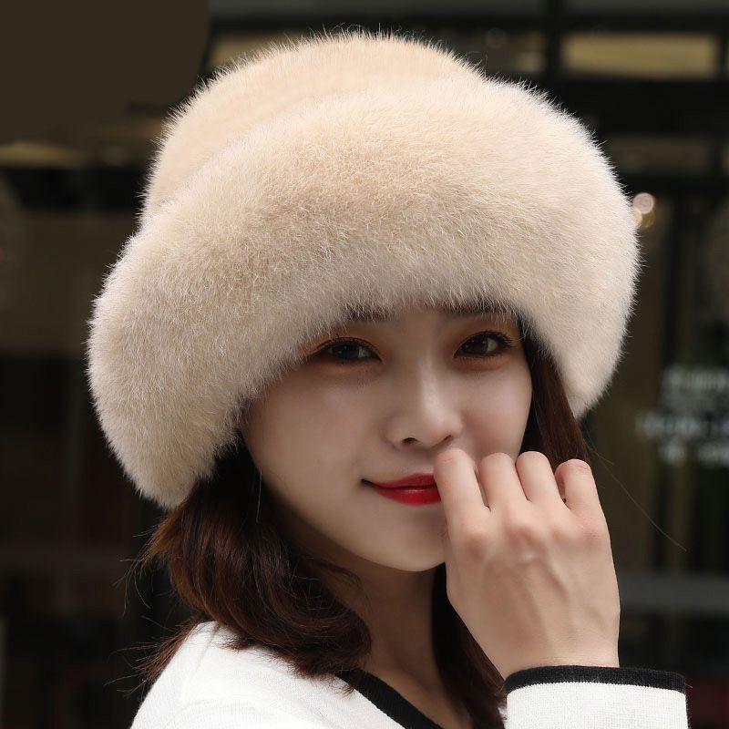 Warm Cozy Women’s Winter Hat - Rounded Crown, Faux Fur Beige One Size - Tophatter Daily Deals