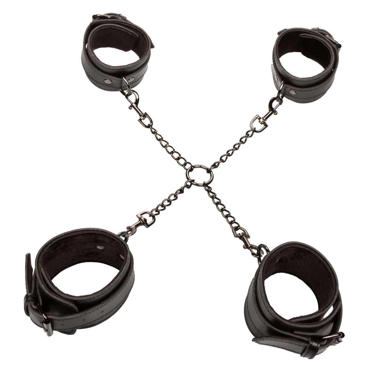 Euphoria Collection Black Hog Tie with Adjustable Velvet and Vegan Leather Cuffs, 9 to 10 Inch Circumference > Bondage Gear > Restraints - Tophatter Daily Deals