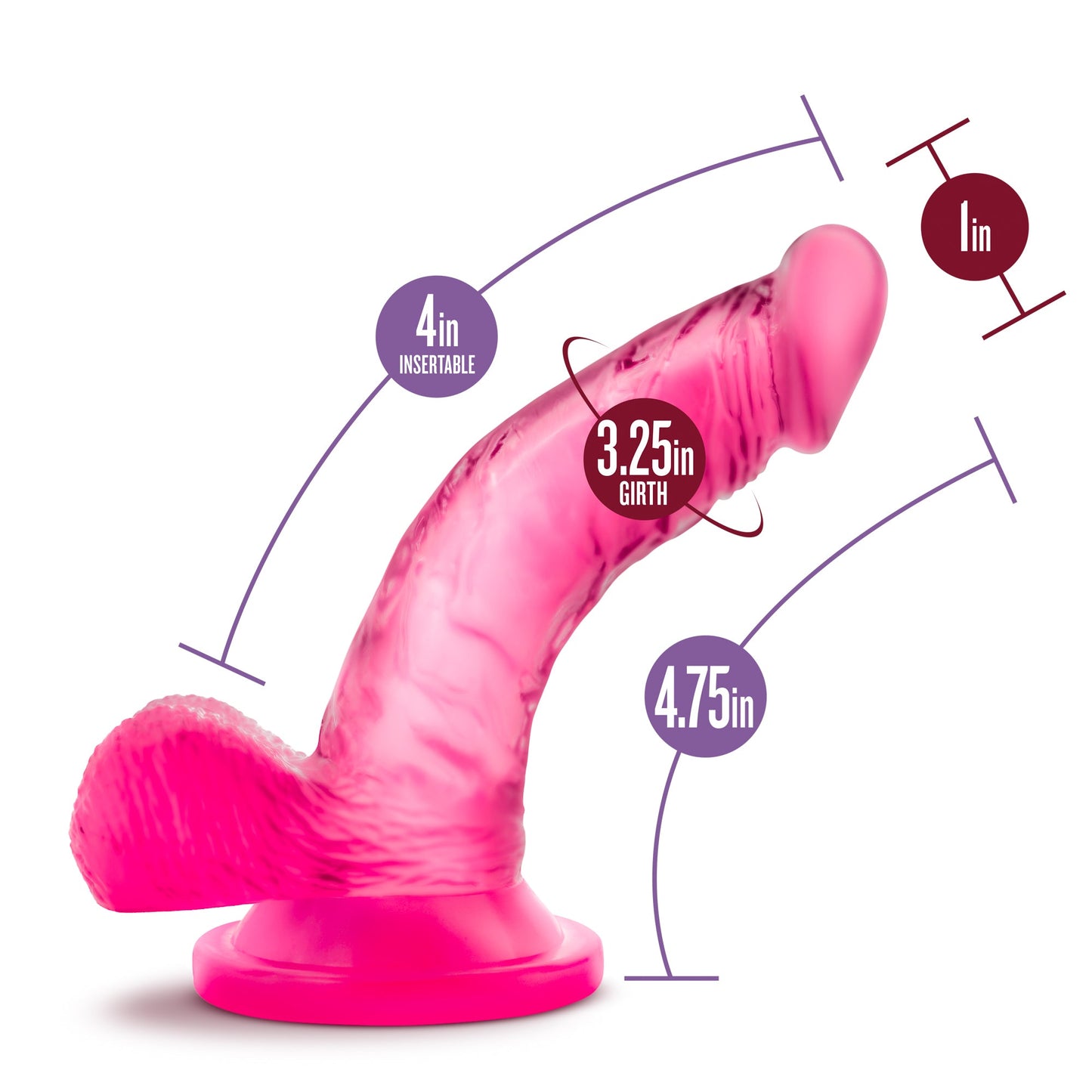 Naturally Yours 4 Inch Mini Cock Suction Base Dildo Pink > Dildos > Slim Dildos - Tophatter Daily Deals
