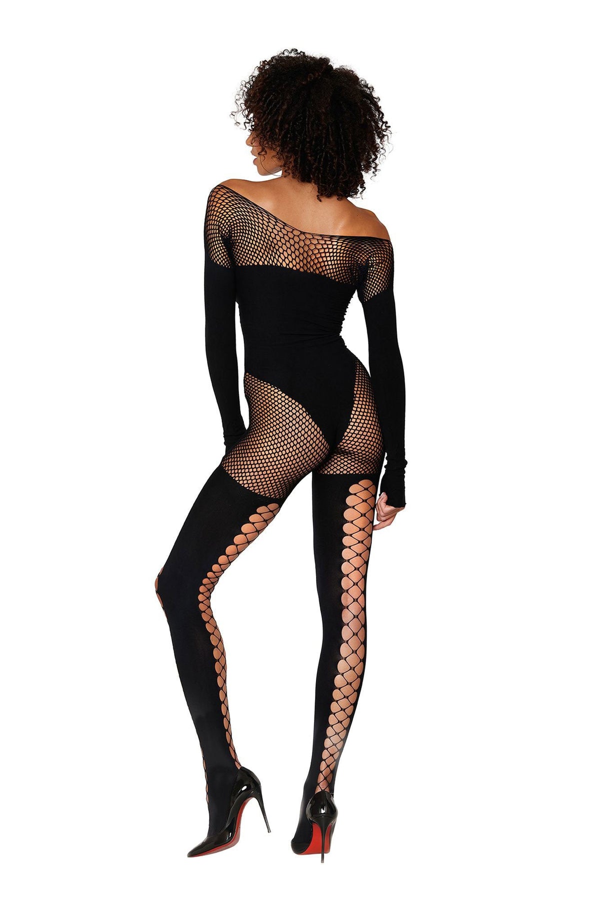 Dreamgirl Seamless Opaque and Fishnet Bodystocking Black > Clothes > Bodies and Playsuits - Tophatter Daily Deals