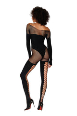 Dreamgirl Seamless Opaque and Fishnet Bodystocking Black > Clothes > Bodies and Playsuits - Tophatter Daily Deals