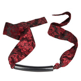 Scandal Bar Gag with Black PVC Plastic Bar and Red Black Brocade Double-Padded Strap > Bondage Gear > Gags and Bits - Tophatter Daily Deals