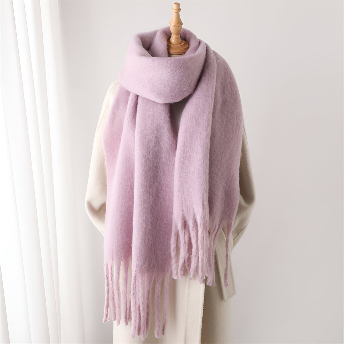 Soft Women’s Scarf - Oversized Fringed Cashmere For Winter Purple - Tophatter Daily Deals