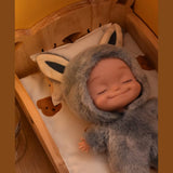 10.6 Inch Plush Animal Onesie Baby Doll with Eyes Closed, Posable Gray Doll - Tophatter Daily Deals
