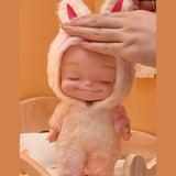 10.6 Inch Plush Animal Onesie Baby Doll with Eyes Closed, Posable Pink Doll - Tophatter Daily Deals