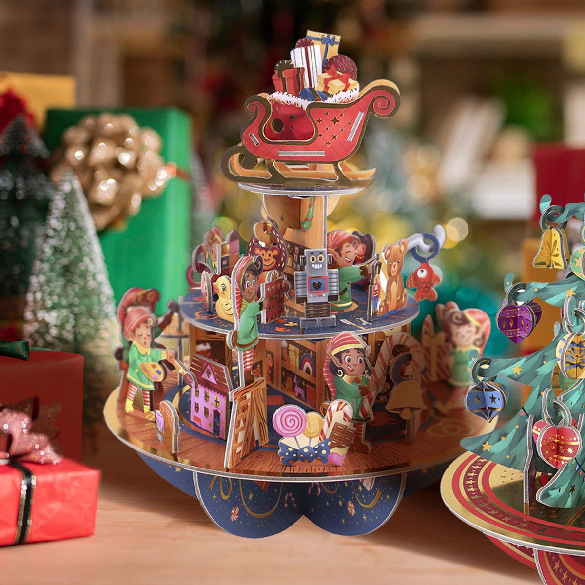 3D Elf Workshop Christmas Advent Calendar | Pop-Up Pirouette Countdown Calendar Advent Calendar - Tophatter Daily Deals