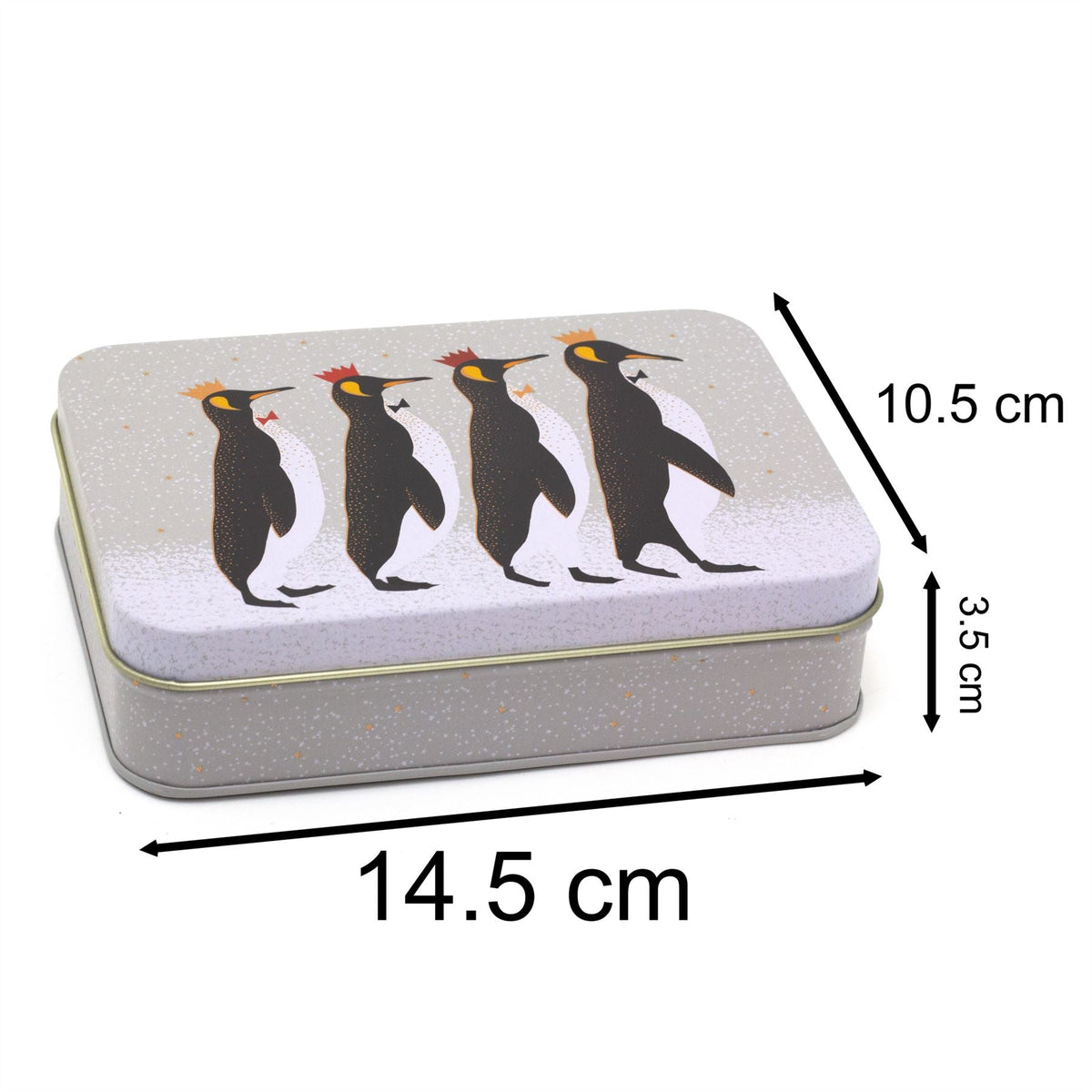 Sara Miller Small Rectangle Christmas Penguin Tin | Trinket Keepsake Tin Box