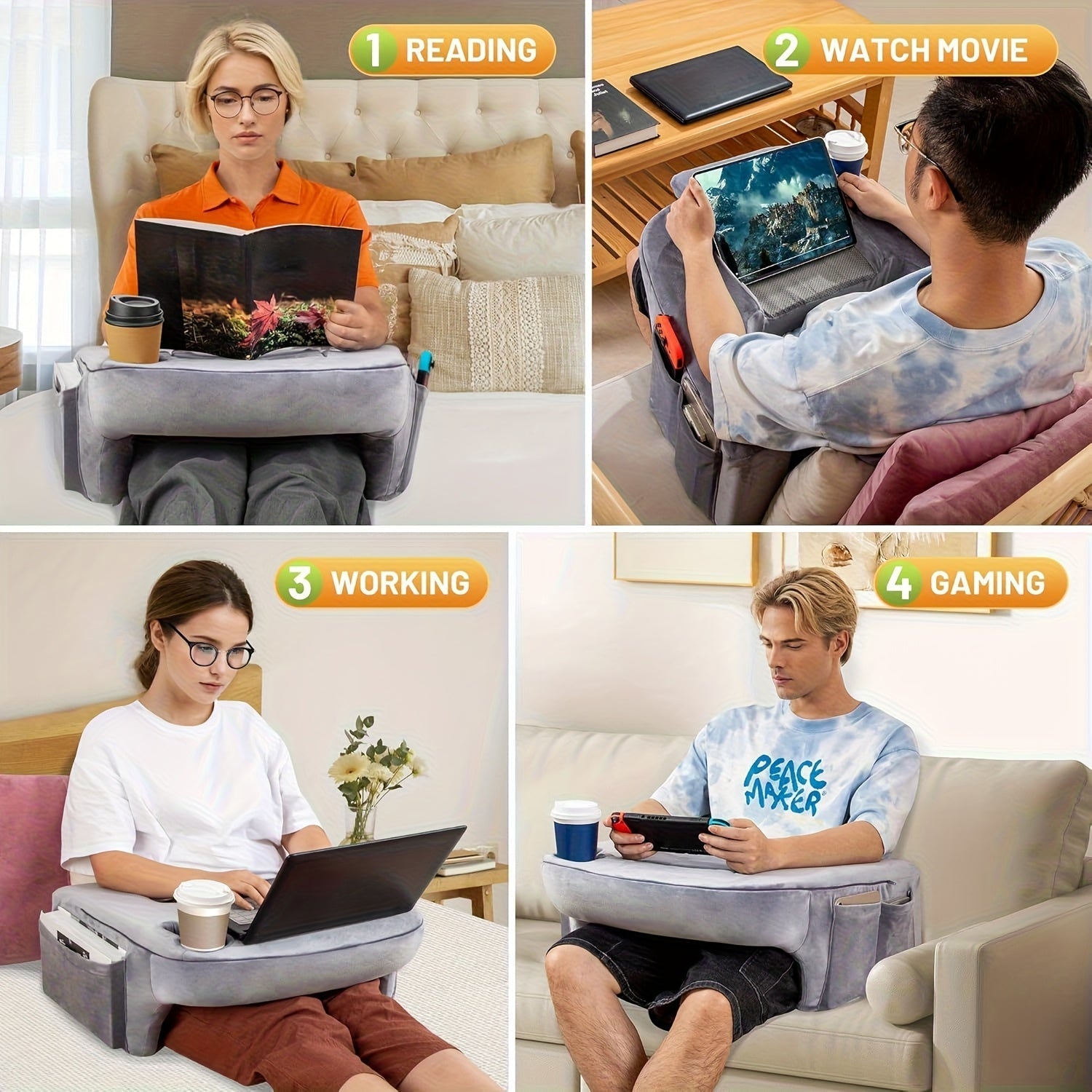 Gaming Reading Pillow with Cup Holder Commercial > Commercial Others > Office Supplies - Tophatter Daily Deals