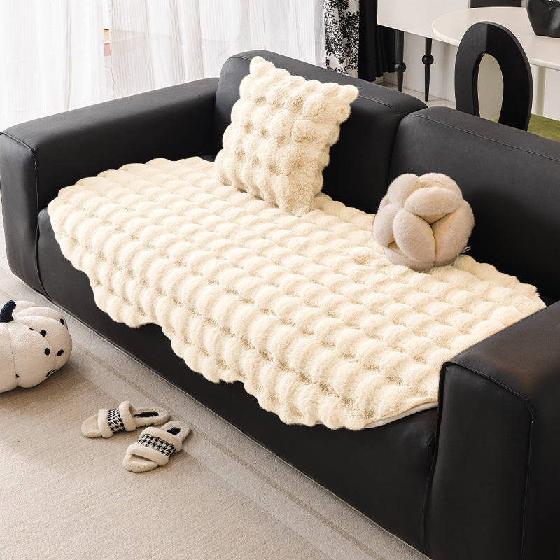 Autumn And Winter Thickening Irregular Sofa Cushion Milky White 0 - Tophatter Daily Deals