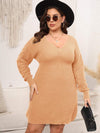 Plus Size Dropped Shoulder Long Sleeve Knit Mini Dress Sherbet Casual Dresses - Tophatter Daily Deals