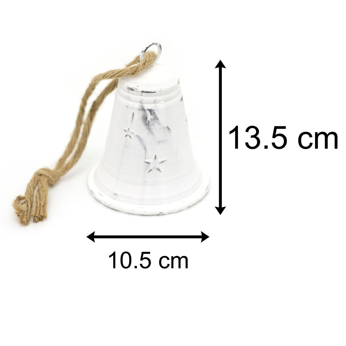 White Metal Christmas Bell Rustic Tree Decorations | Embossed Xmas Hanging Bell | Festive Jingle Bell Hanging Decorations Tree Decoration - Tophatter Daily Deals
