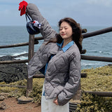 Lightweight Women’s Down Jacket - Boxy Short, Quilted, Casual Gray 3D Changing Face Moving Picture Frame - Tophatter Daily Deals