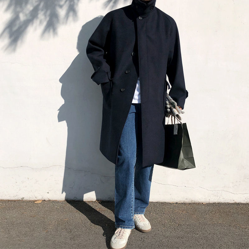 Oversized Men's Trench Coat - Relaxed Woolen, Autumn 3D Changing Face Moving Picture Frame - Tophatter Daily Deals