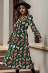 Printed Tied Pocketed Lantern Sleeve Dress Casual Dresses - Tophatter Daily Deals