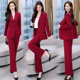Business Suit Wide Leg Pants Two-piece Suit For Women 0 - Tophatter Daily Deals