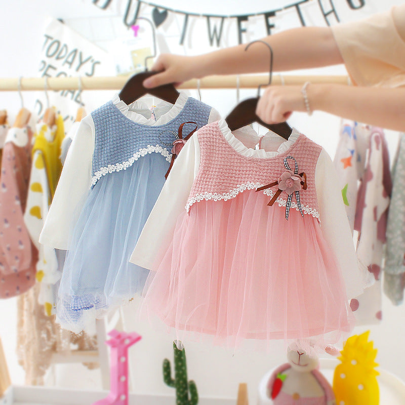 Baby Girl Autumn New Fake Two-piece Princess Gauze Skirt 0 - Tophatter Daily Deals