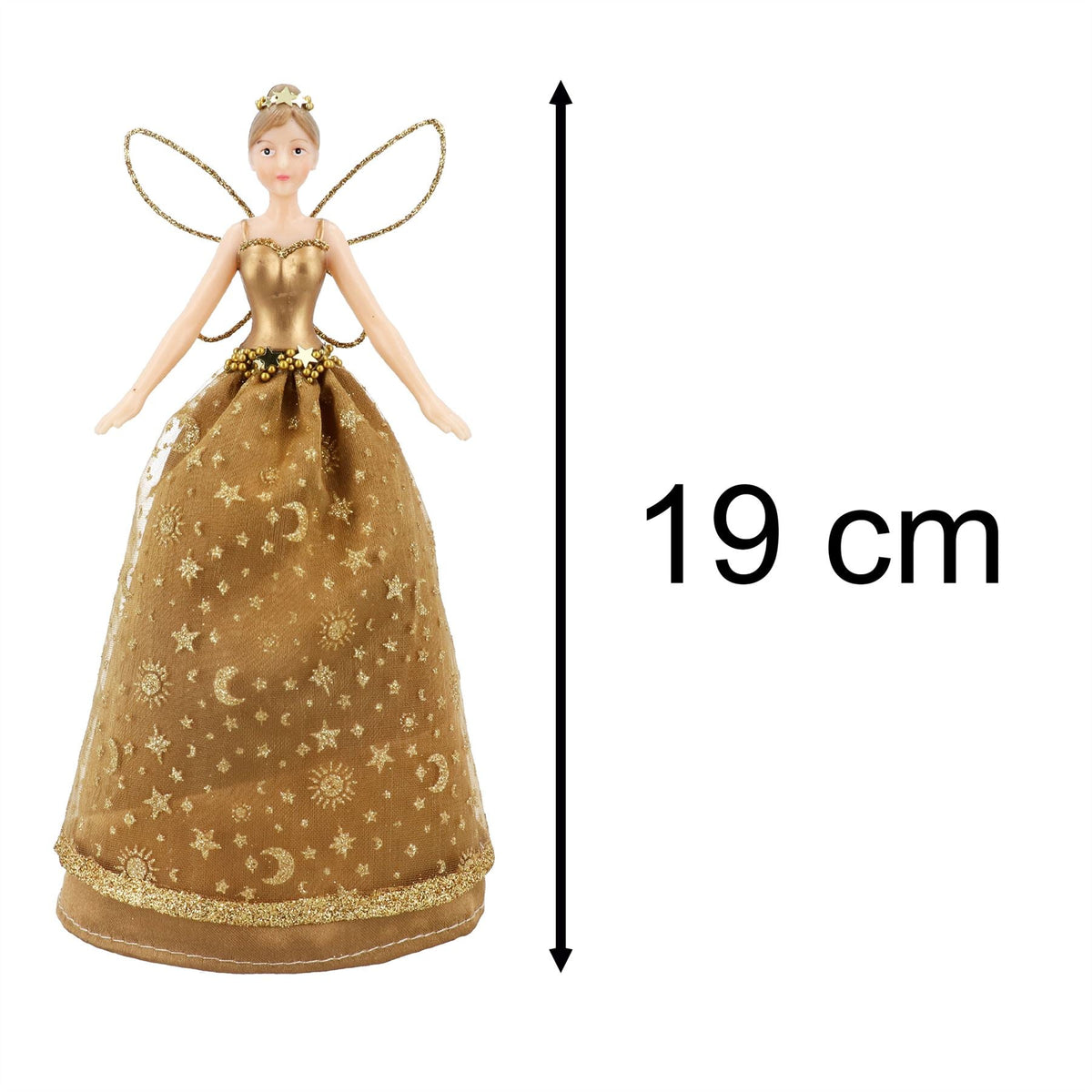 Gold Celestial Fairy Christmas Tree Topper | Fairy Angel Tree Ornament - 19cm Tree Decoration - Tophatter Daily Deals