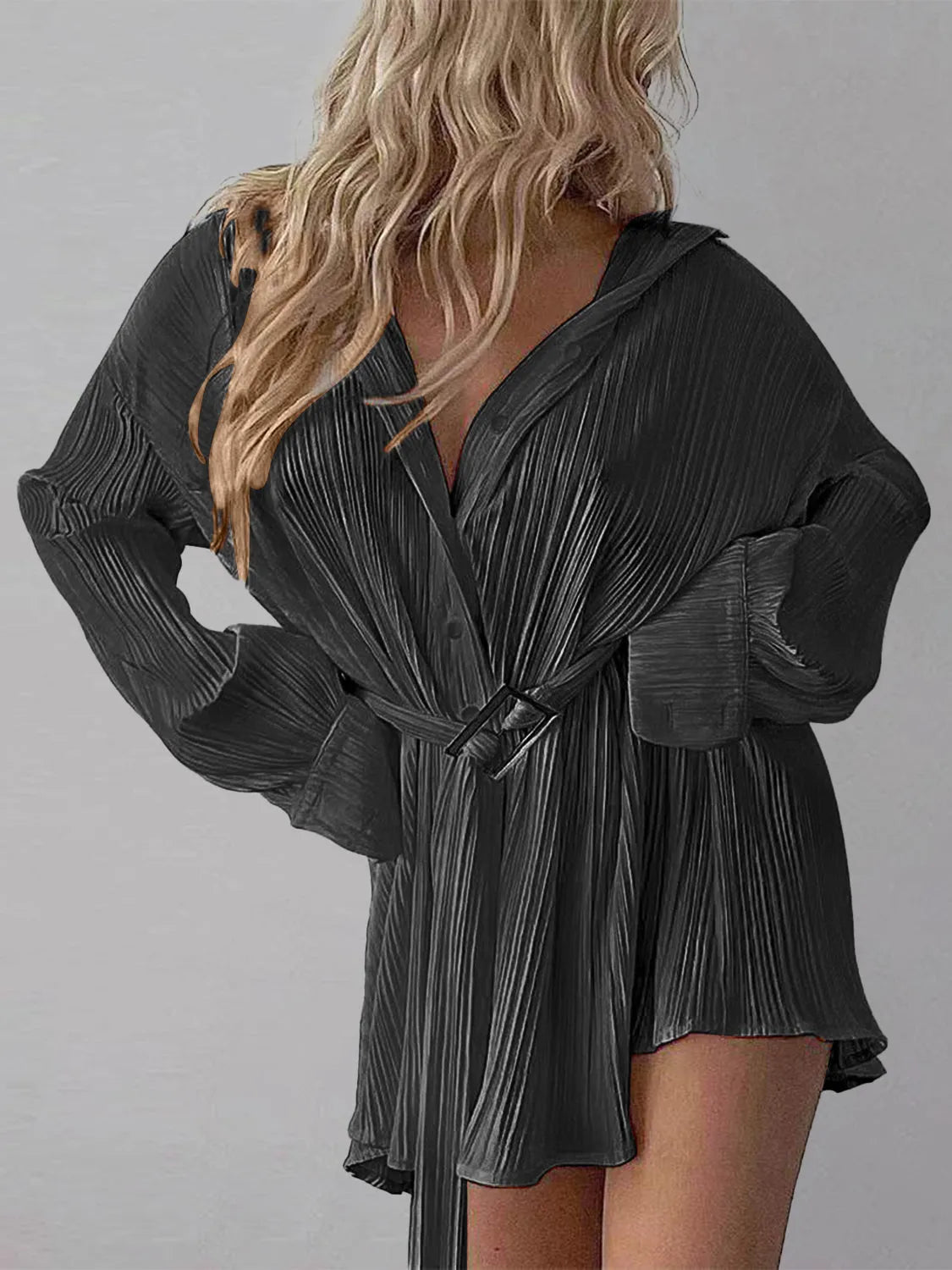 Button Up Dropped Shoulder Shirt Dress Casual Dresses - Tophatter Daily Deals