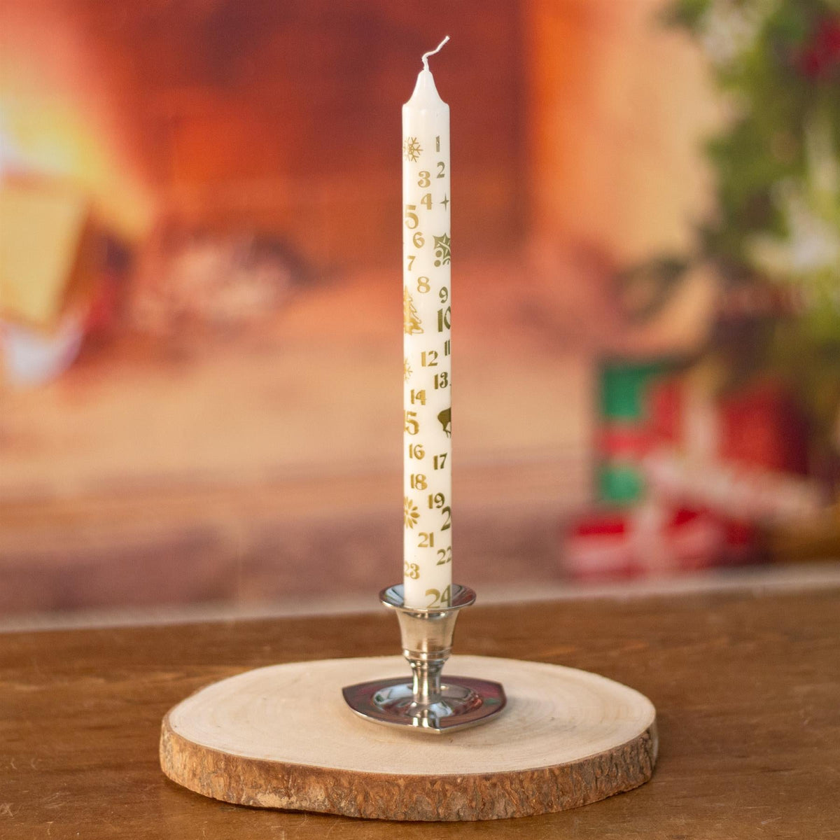 Traditional Christmas Advent Calendar Dinner Candle - Cream Advent Candle Advent Candle - Tophatter Daily Deals