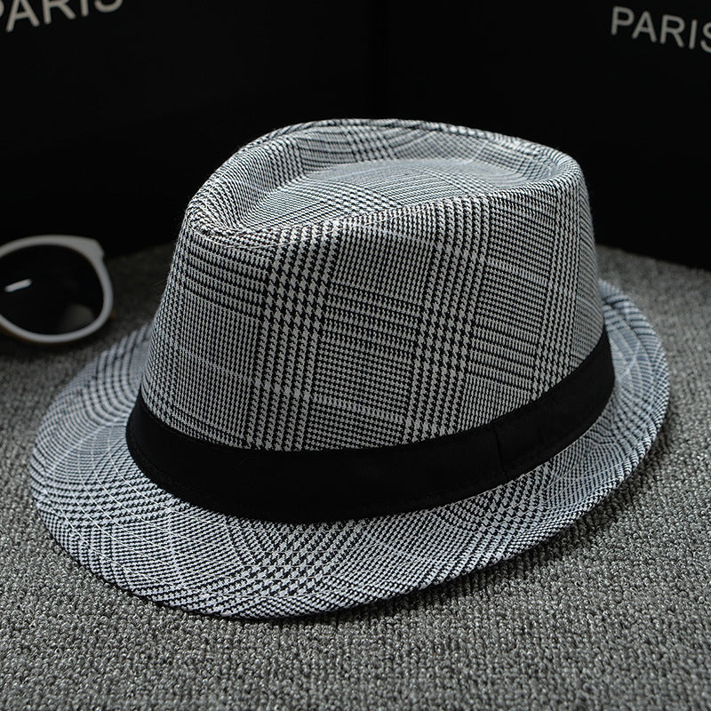British Houndstooth European And American Sun Hats For Men Stripes Black White 58cm 0 - Tophatter Daily Deals