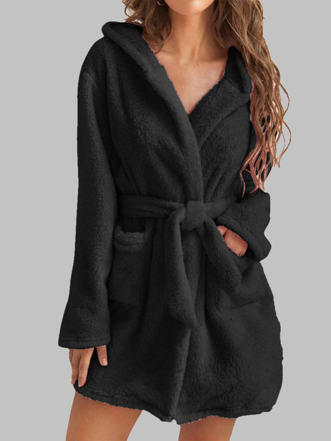 Tie Waist Hooded Robe - Tophatter Deals and Online Shopping - Electronics, Jewelry, Beauty, Health, Gadgets, Fashion - Tophatter's Discounts & Offers - tophatters - tophatters.co