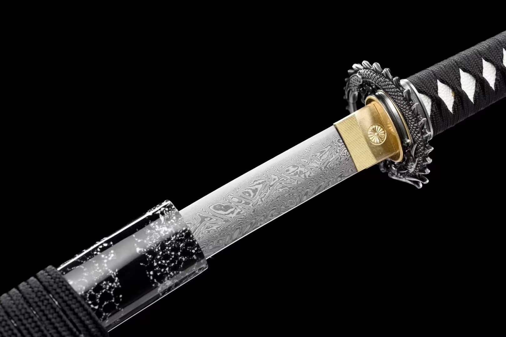 Damascus Samurai Katana [Silver Dragon Fighting Sword] - Tophatter Daily Deals