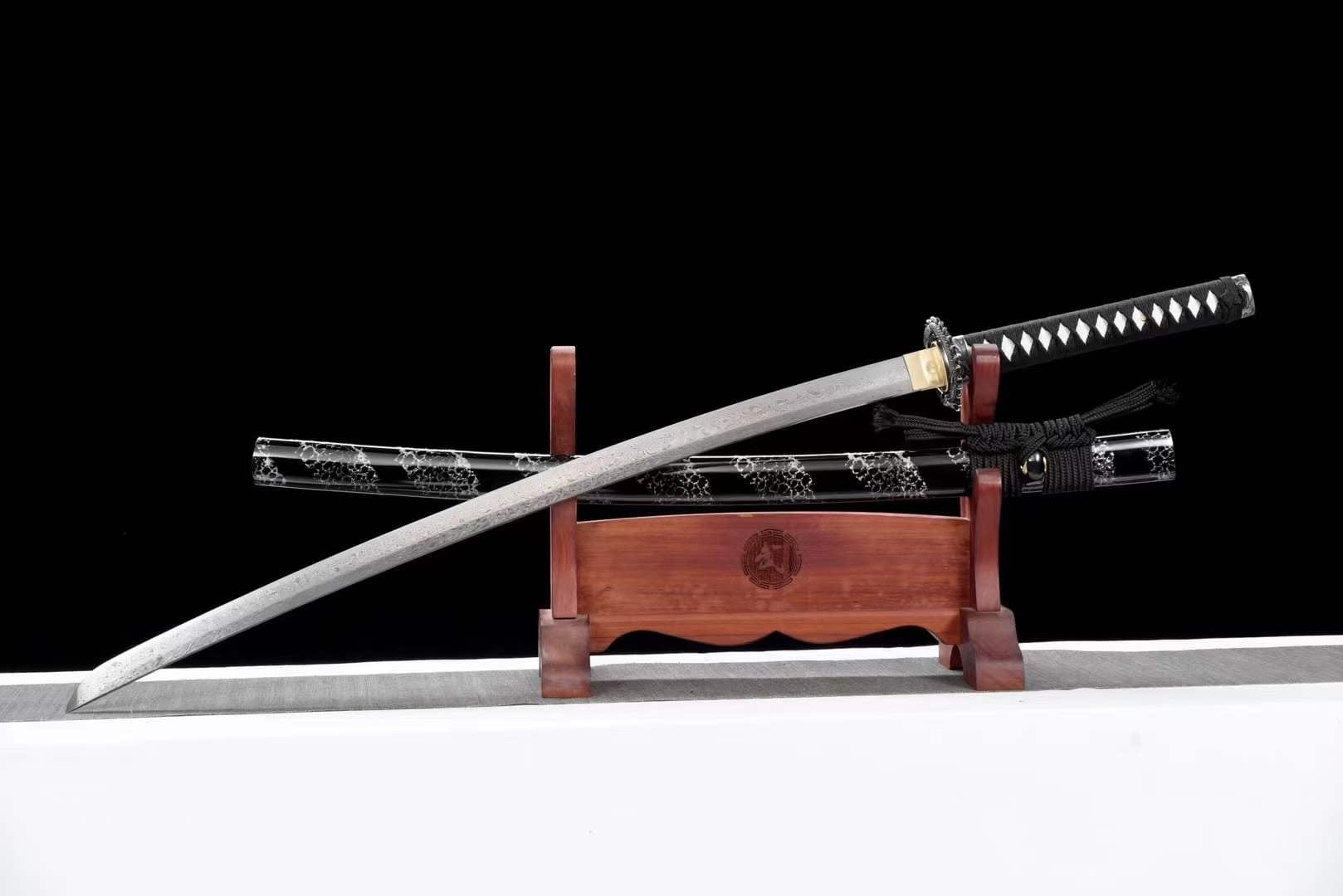 Damascus Samurai Katana [Silver Dragon Fighting Sword] - Tophatter Daily Deals