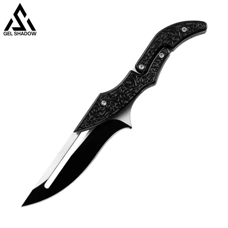 Damascus Steel Transformable Mechanical Magic knife-GS33 Black Pocket Knives - Tophatter Daily Deals