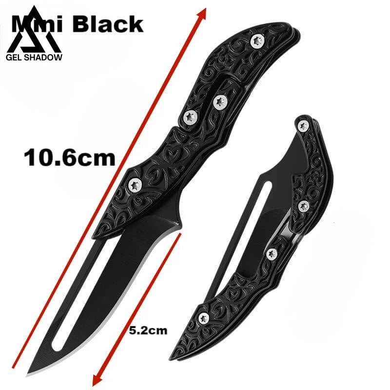 Damascus Steel Transformable Mechanical Magic knife-GS33 Mini Black Pocket Knives - Tophatter Daily Deals