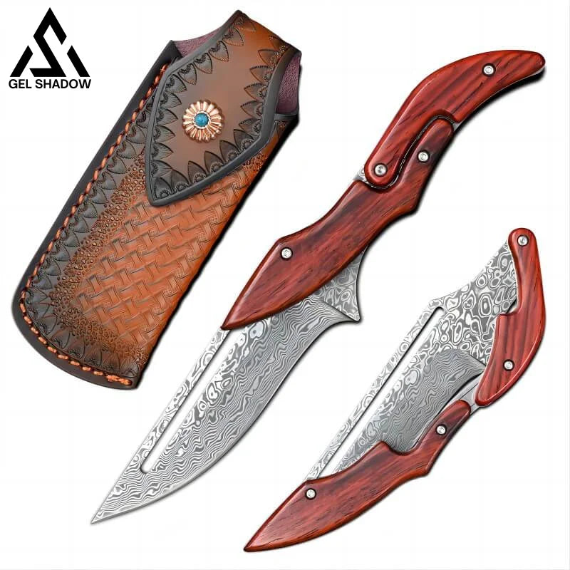 Damascus Steel Transformable Mechanical Magic knife-GS33 Damascus Pocket Knives - Tophatter Daily Deals