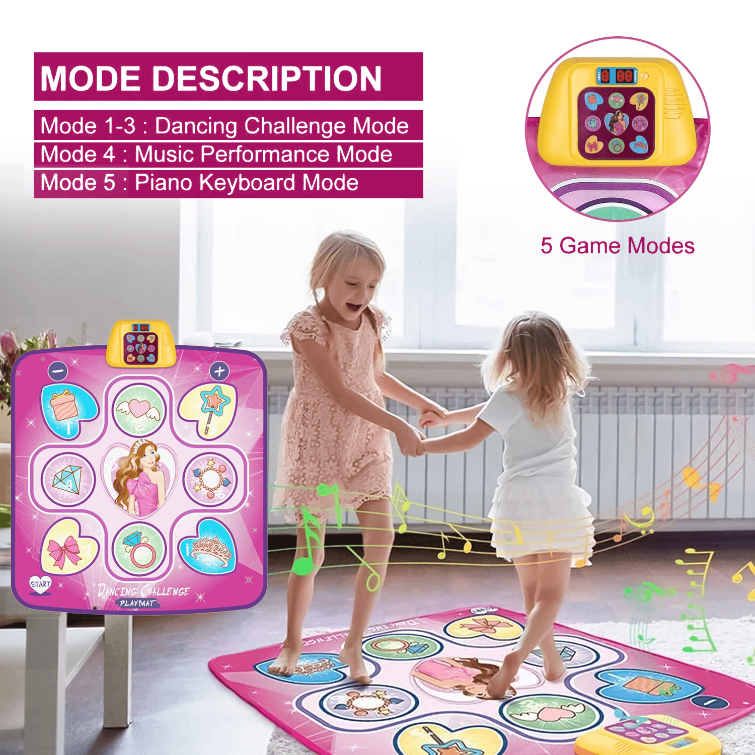 Interactive Dance Mat – LED Music Play Mat With Adjustable Volume & 5 Fun Modes For Active Play Baby & Toddler - Tophatter Daily Deals