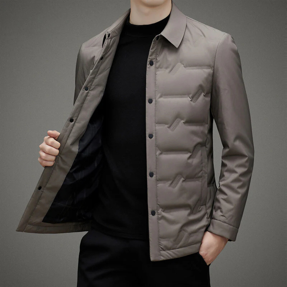 Lightweight Refined Men's Padded Jacket - Shirt Collar Down - Tophatter Daily Deals