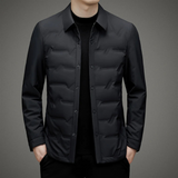 Lightweight Refined Men's Padded Jacket - Shirt Collar Down Black - Tophatter Daily Deals