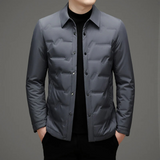 Lightweight Refined Men's Padded Jacket - Shirt Collar Down Gray - Tophatter Daily Deals