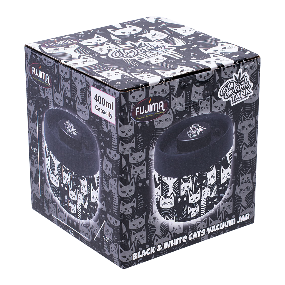 Dank Tank Vacuum Glass Jar | Black & White Cats Stash Jars - Tophatter Daily Deals