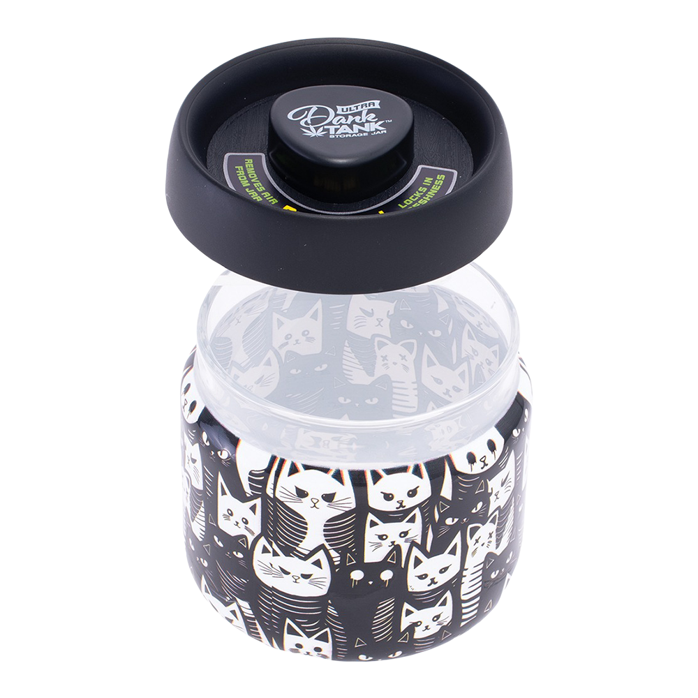 Dank Tank Vacuum Glass Jar | Black & White Cats Stash Jars - Tophatter Daily Deals