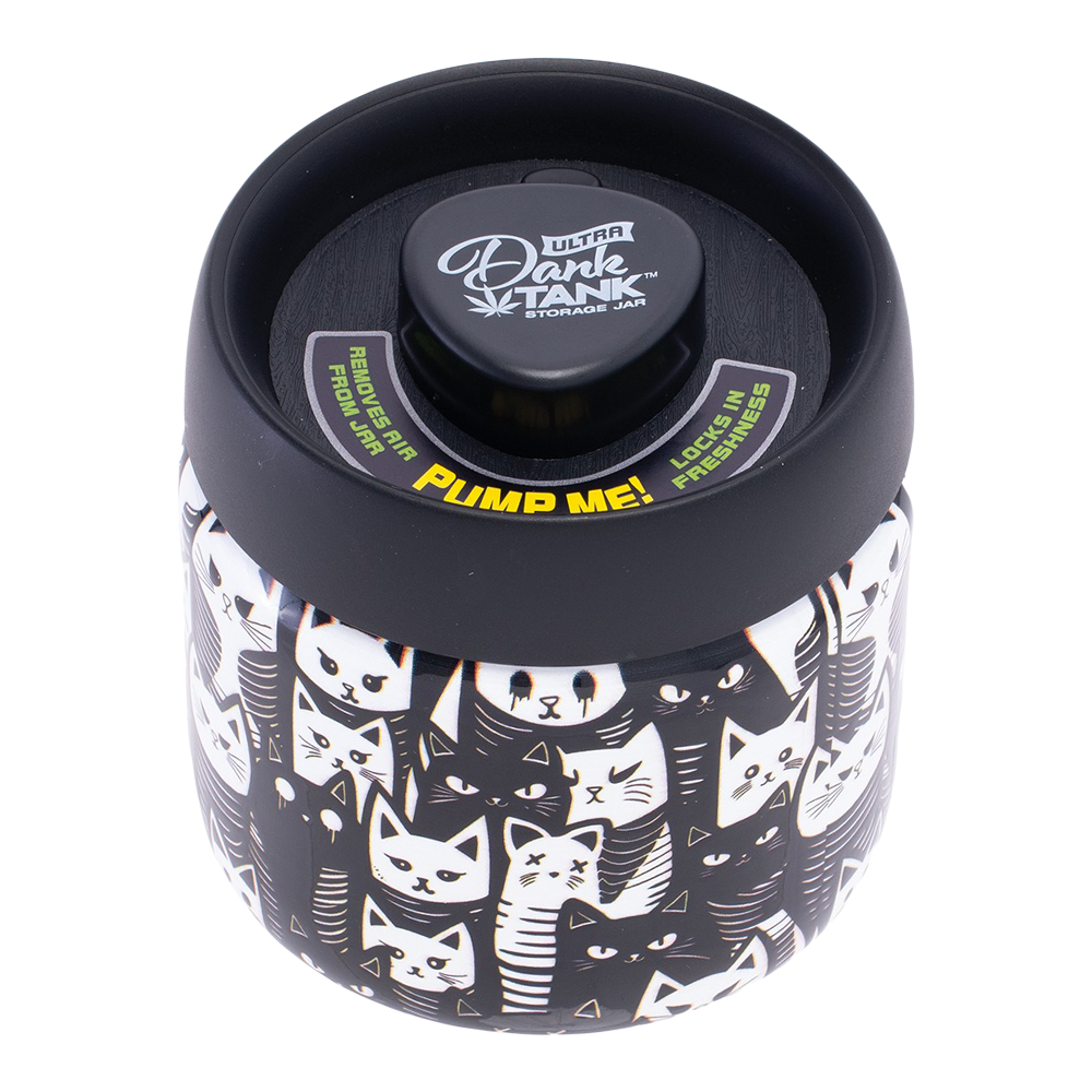 Dank Tank Vacuum Glass Jar | Black & White Cats Stash Jars - Tophatter Daily Deals