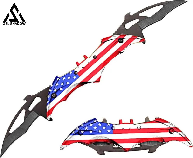 Dark Bat Knight Double Blade Folding Pocket Knife-GS39 American Butterfly Knife - Tophatter Daily Deals