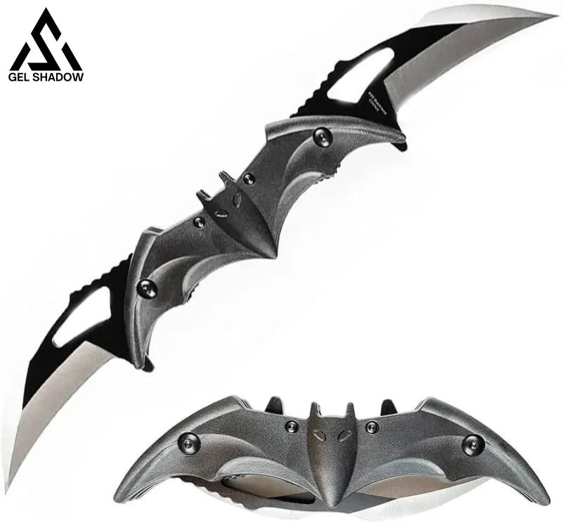 Dark Bat Knight Double Blade Folding Pocket Knife-GS39 Black Butterfly Knife - Tophatter Daily Deals