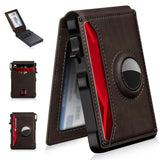 AirTag Wallet Leather Slim RFID Blocking Wallet Dark Brown - Tophatter Daily Deals