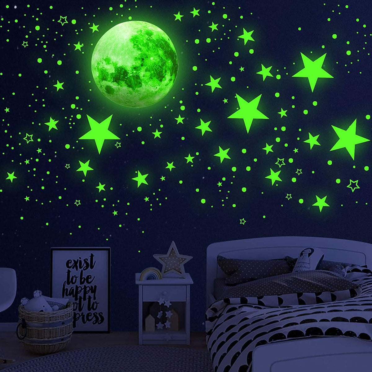 Dark Star Glow and Moon Wall Sticker Green Toys & Games - Tophatter Daily Deals