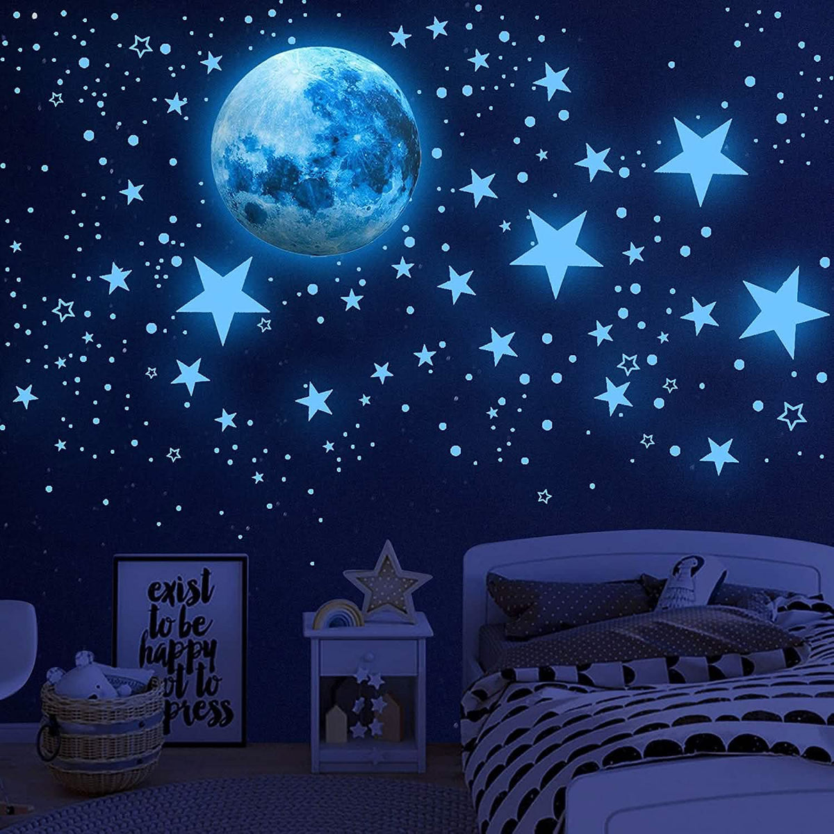 Dark Star Glow and Moon Wall Sticker Sky Blue Toys & Games - Tophatter Daily Deals