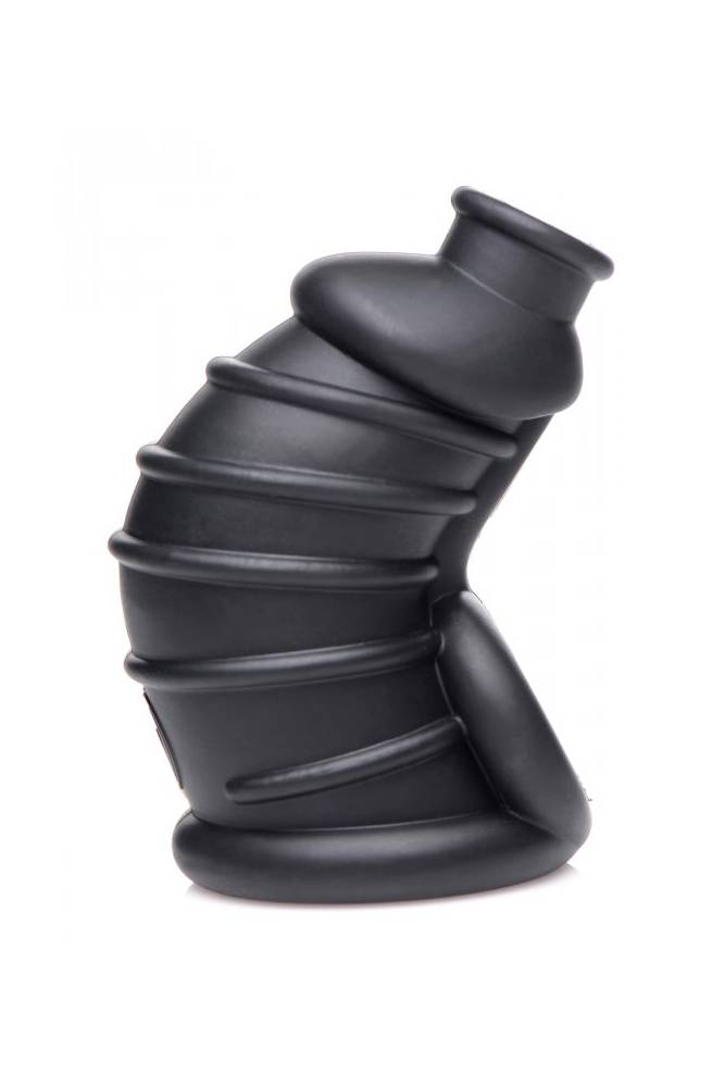 XR Brands - Master Series - Dark Chamber Silicone Chastity Cage - Black BDSM - Tophatter Daily Deals